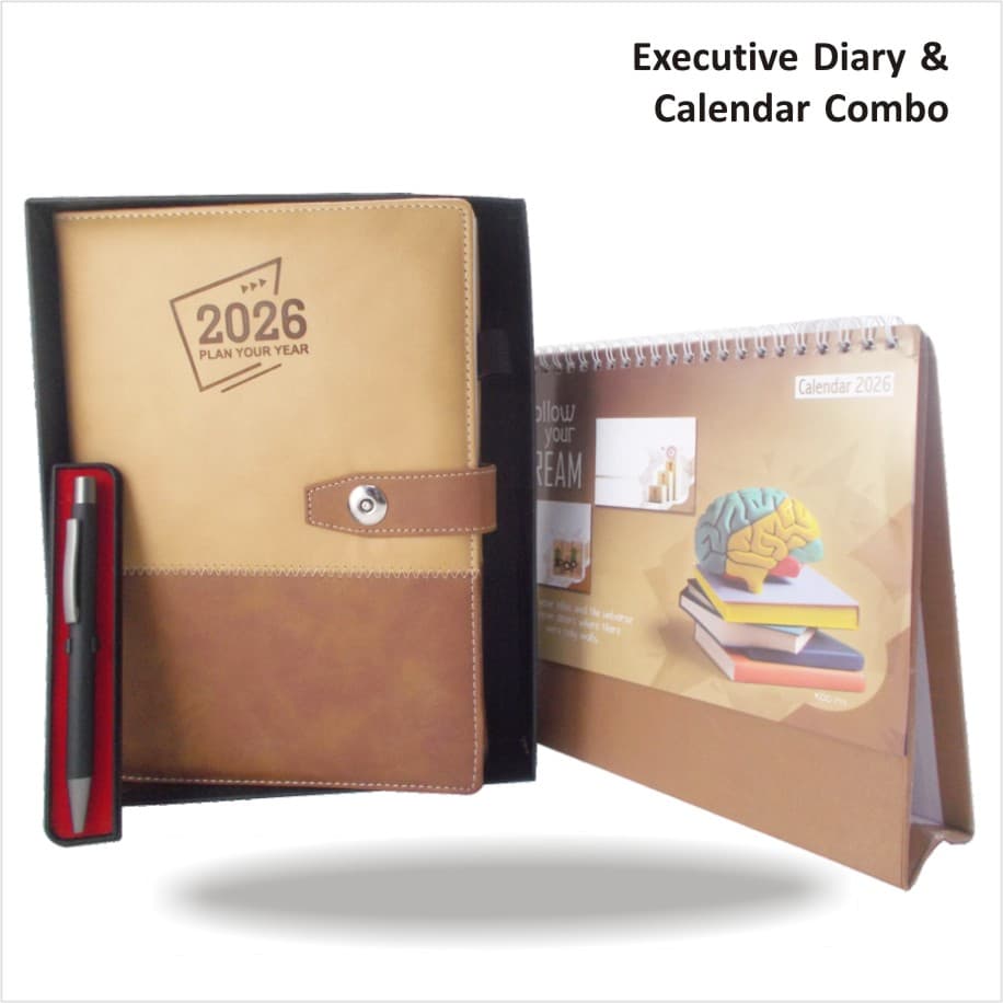 50-50 B5 Diary Calendar with Pen Combo Set