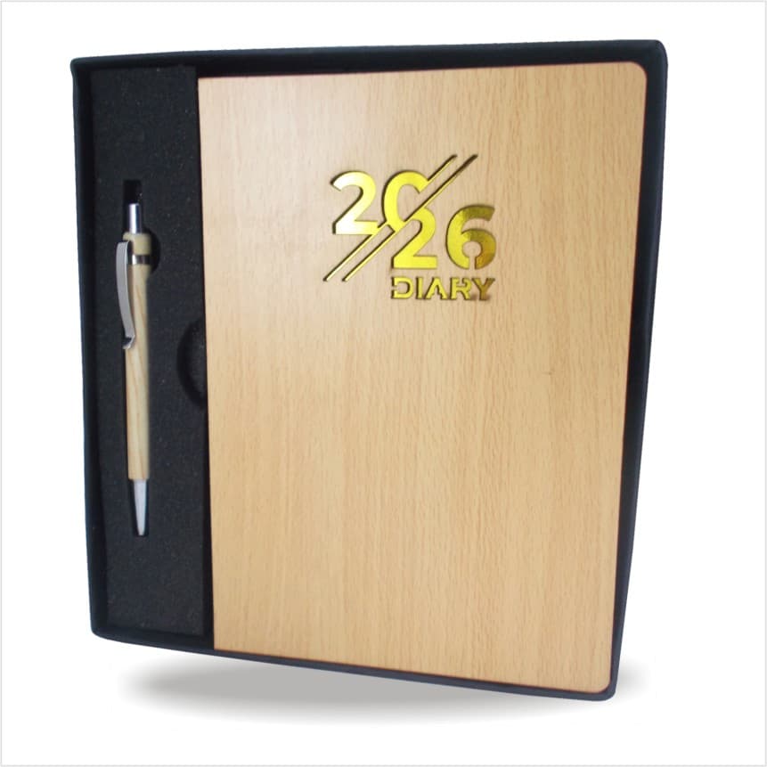 Wooden A5 Corporate Diary and Pen Set