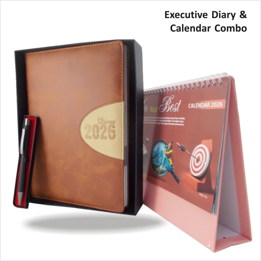 Oval Leather B5 Diary with Pen Gift Set